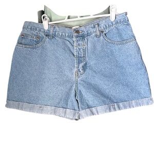 Vintage Canyon River Blues Light Wash High Waisted Button Fly Cuffed Shorts T4
